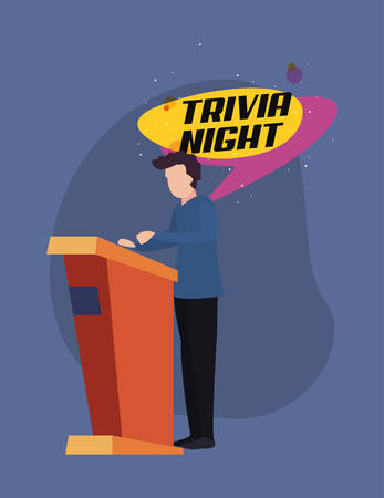 trivia night - man standing in the stand  vector illustrationのイラスト素材