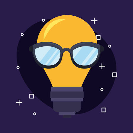 trivia night bulb using glasses vector illustrationのイラスト素材