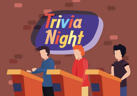 trivia night - men in the stand game  vector illustrationのイラスト素材