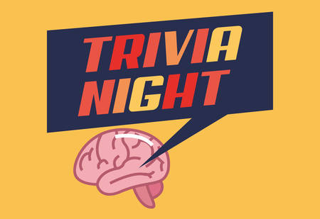 trivia night brain creativity lettering  vector illustrationのイラスト素材