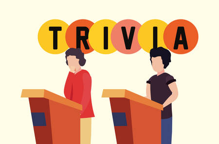 trivia night - men in the stand game  vector illustrationのイラスト素材