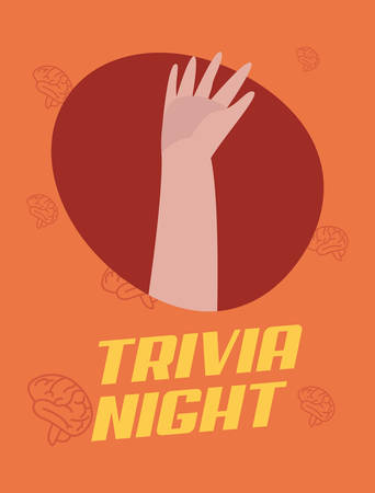 trivia night hand up brains background vector illustrationのイラスト素材