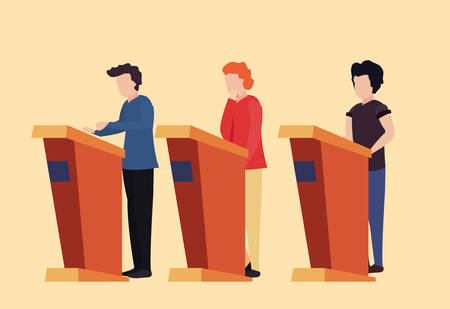 trivia night - men in the stand  game vector illustrationのイラスト素材