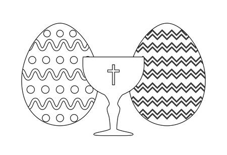chalice sacred with eggs of easter vector illustration designのイラスト素材