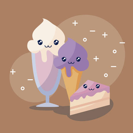 delicious ice cream kawaii character vector illustration designのイラスト素材