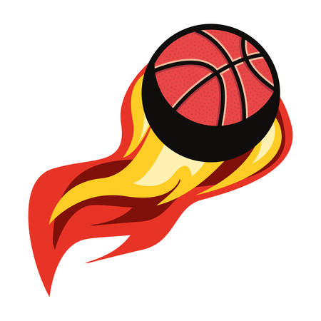 flaming basketball ball sport vector illustration designのイラスト素材