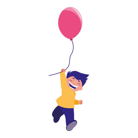 smiling boy holding balloon white background vector illustrationのイラスト素材