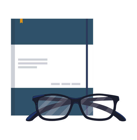 office notepad with eye glasses vector illustration designのイラスト素材