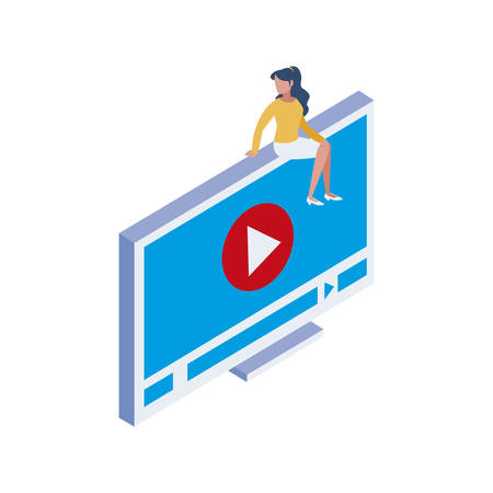 desktop with mini people workers vector illustration designのイラスト素材