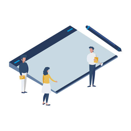 graphic design board and mini people vector illustration designのイラスト素材