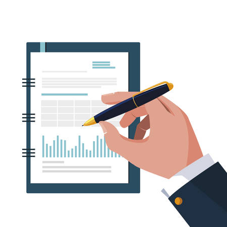 office notepad with pen writing vector illustration designのイラスト素材