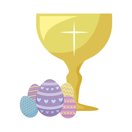 chalice sacred with eggs of easter vector illustration designのイラスト素材