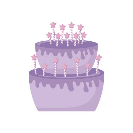 sweet cake with candles isolated icon vector illustration designのイラスト素材