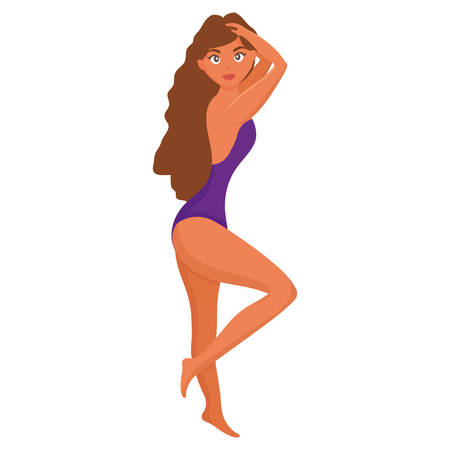 beautiful woman with swimsuit vector illustration designのイラスト素材