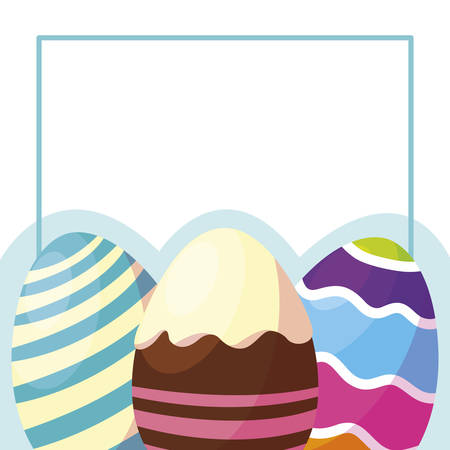 happy easter eggs painted frame vector illustration designのイラスト素材