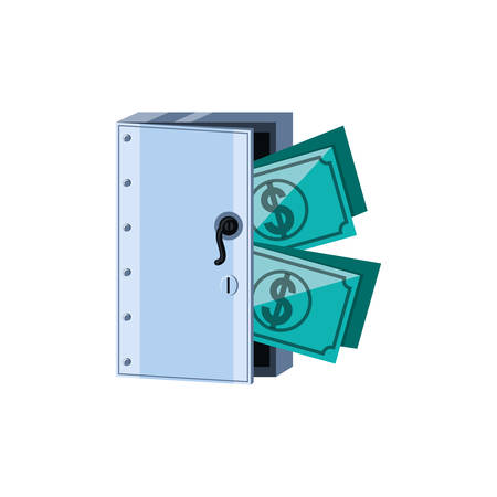 safe box security with bills dollar vector illustration designのイラスト素材