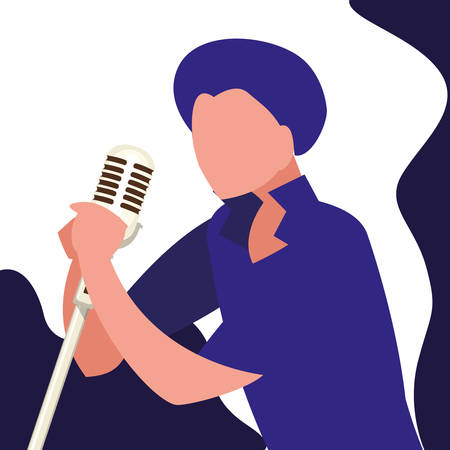 singer with microphone character vector illustration designのイラスト素材