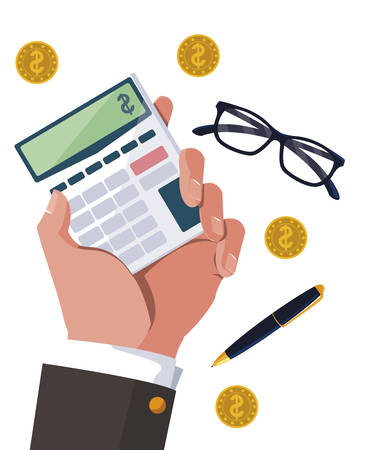 businessman hand working with supplies vector illustration designのイラスト素材