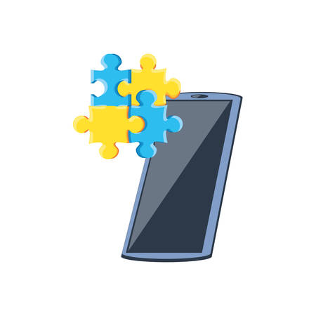 smartphone with puzzle pieces isolated icon vector illustration designのイラスト素材