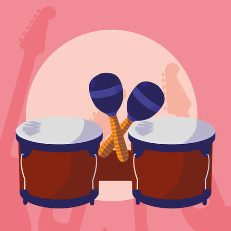 timbal and maracas instruments musical vector illustration designのイラスト素材