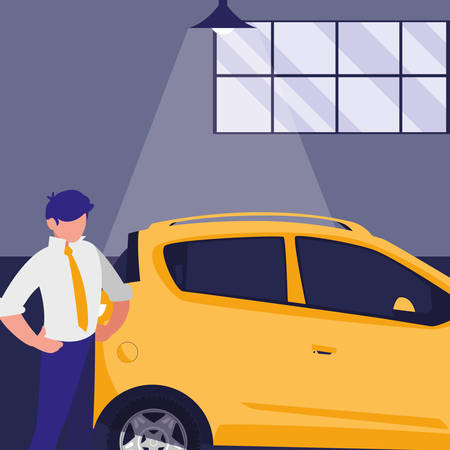 businessman with car in the workshop vector illustration designのイラスト素材