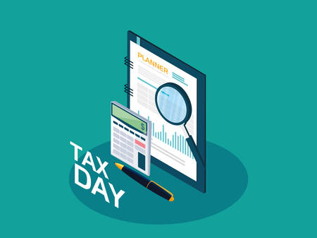 tax day with planner and business icons vector illustration designのイラスト素材