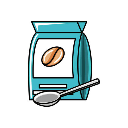 bag of coffee with spoon vector illustration designのイラスト素材