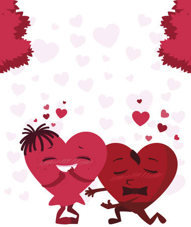 couple hearts characters vector illustration designのイラスト素材