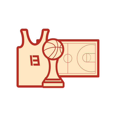 basketball tank top sport jersey trophy court floor vector illustrationのイラスト素材