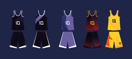 basketball uniform sport jersey shorts set vector illustration