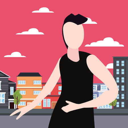 hipster man in the city activity vector illustrationのイラスト素材