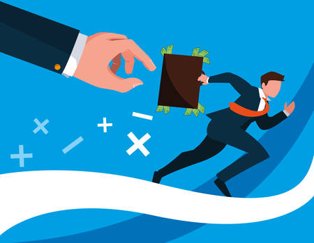 businessman running with portfolio vector illustration designのイラスト素材