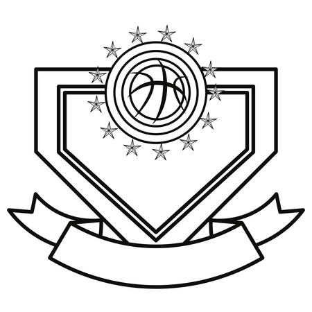 flying basketball ball sport stamp vector illustrationのイラスト素材