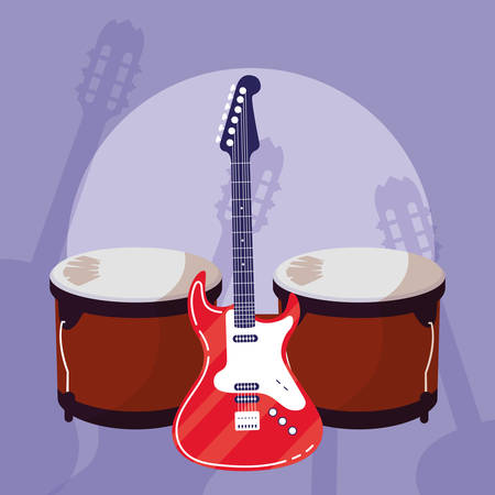 guitar electric and timbals instruments vector illustration designのイラスト素材