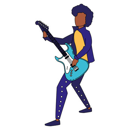 rocker man playing guitar electric character vector illustration designのイラスト素材