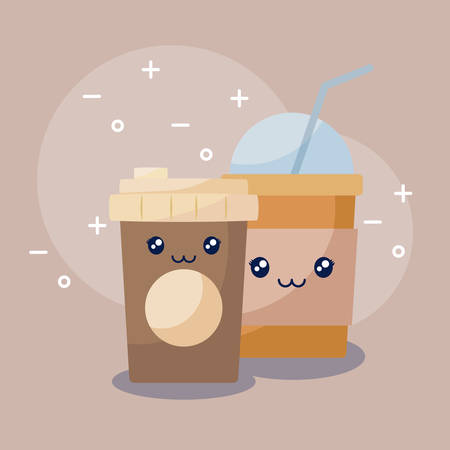 coffee with milkshake   character vector illustration designのイラスト素材