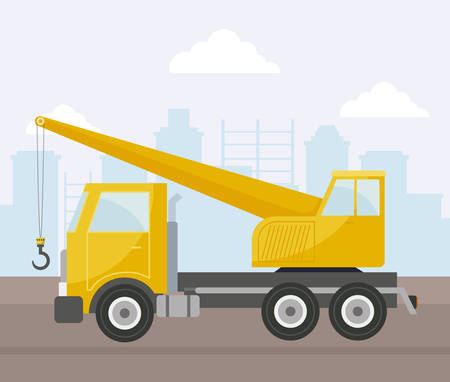 under construction crane truck icon vector illustration designのイラスト素材