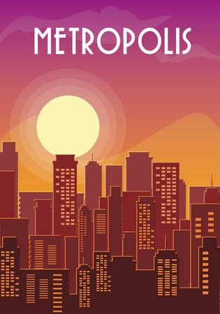 metropolis cityscape buildings scene vector illustration designのイラスト素材
