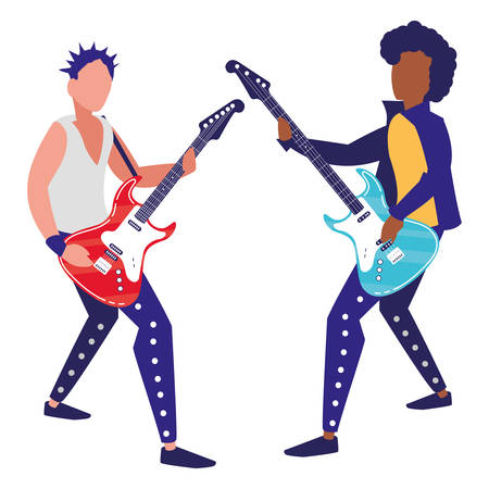 couple of musicians characters vector illustration designのイラスト素材
