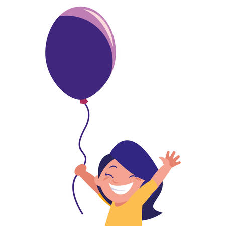 happy girl holding balloon white background vector illustrationのイラスト素材