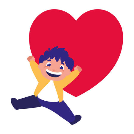 smiling boy holding heart love vector illustrationのイラスト素材