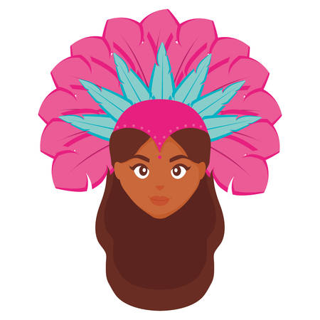 beautiful brazilian garota head character vector illustration designのイラスト素材