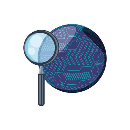 search magnifying glass with circuit electronic vector illustration designのイラスト素材