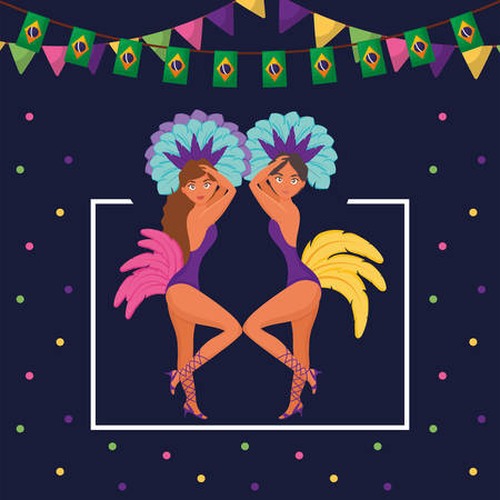 beautiful brazilian garotas characters vector illustration designのイラスト素材