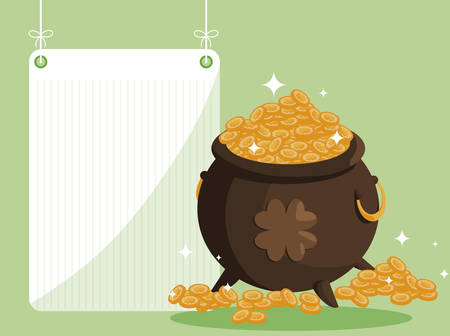 saint patrick cauldron with treasure coins vector illustration designのイラスト素材