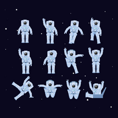 astronauts in the space characters vector illustration designのイラスト素材