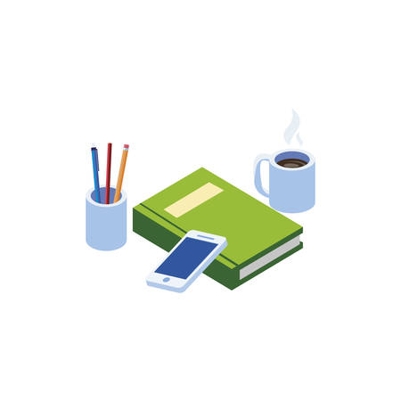 text book with smarphone vector illustration designのイラスト素材