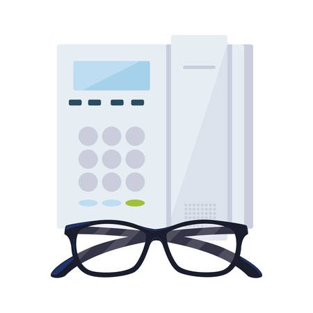eye glasses with telephone vector illustration designのイラスト素材