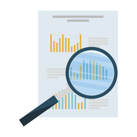 search magnifying glass with financial documents vector illustration designのイラスト素材