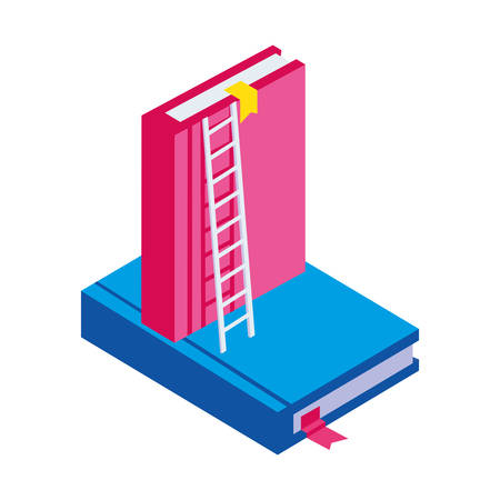 pile text books with stair up vector illustration designのイラスト素材